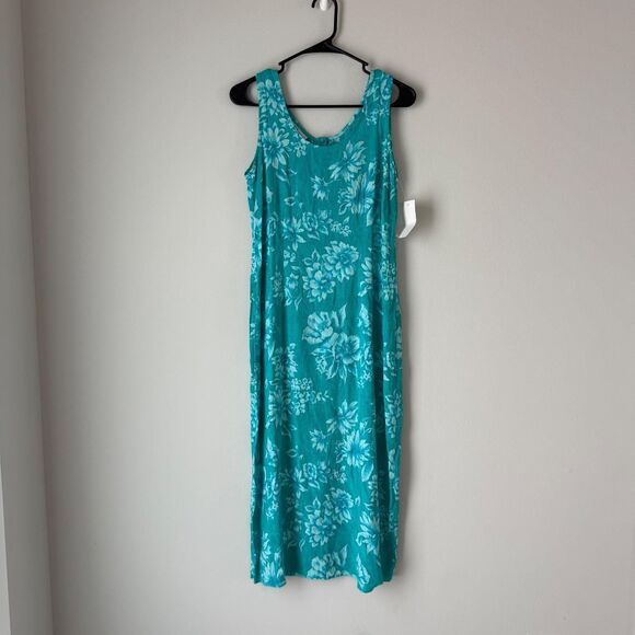 NWT K Petite Women's Vintage 2 Piece Set Dress and Short Sleeve Top Blue Floral - Picture 2 of 7